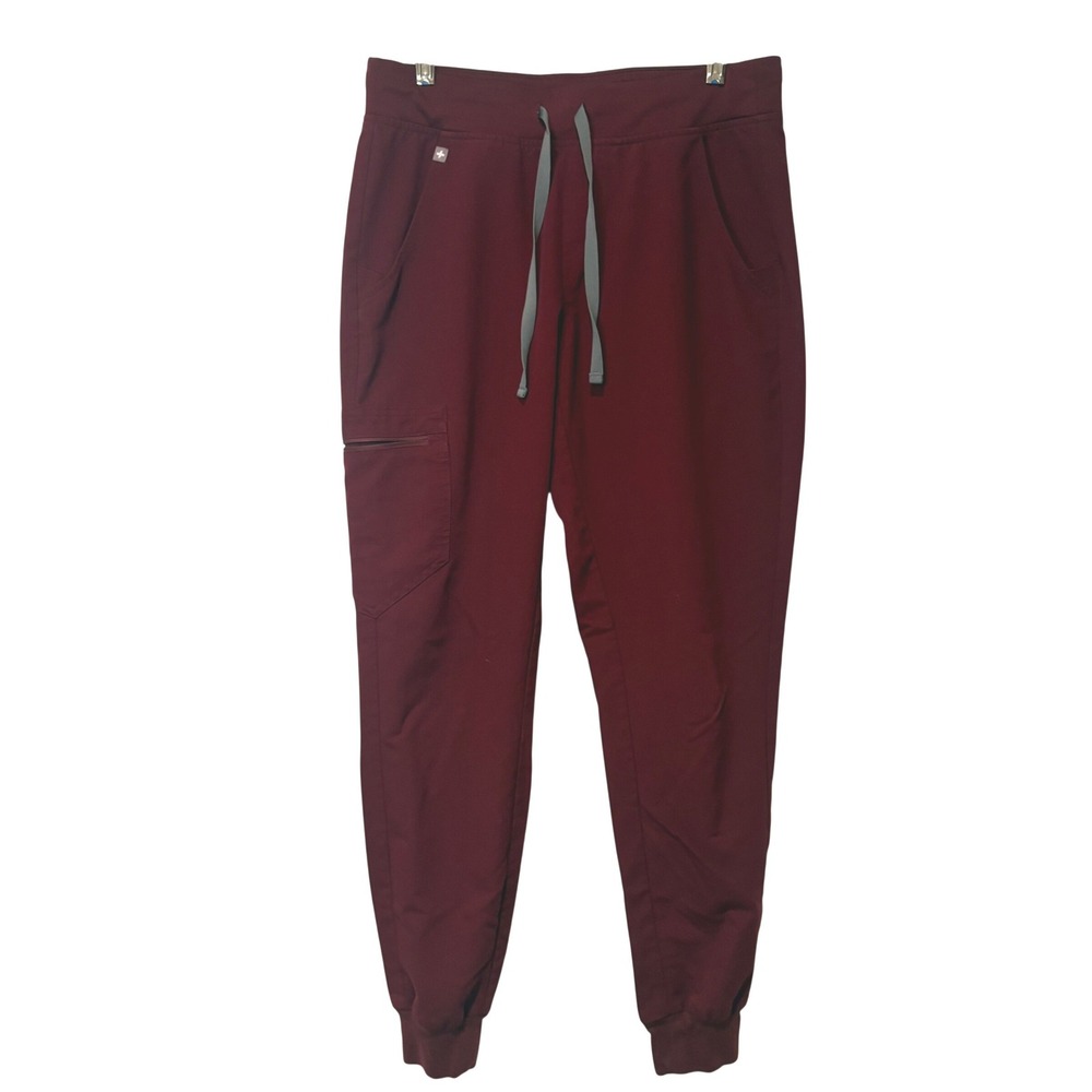 FIGS Zamora Jogger Scrub Pants Women S Burgundy Maroon Uniform‎ Drawstring